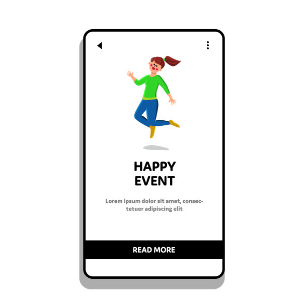 快乐的事件庆祝快乐的年轻女子向量图片下载