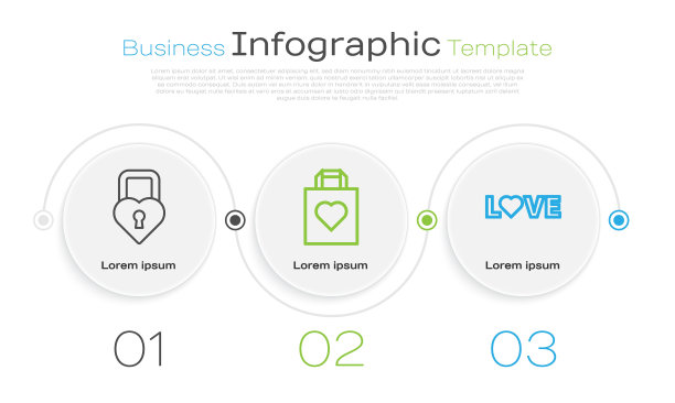 设线城堡的形状心形，购物袋的心和爱的文字。业务信息模板。向量图片下载