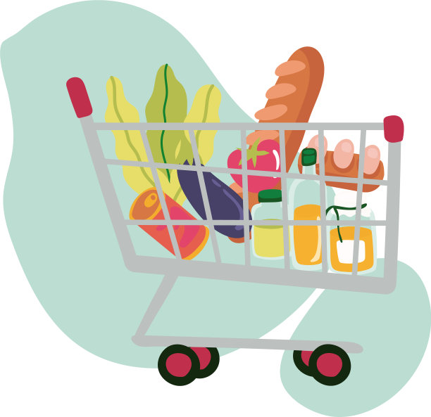 杂货在购物车街区风格图片下载