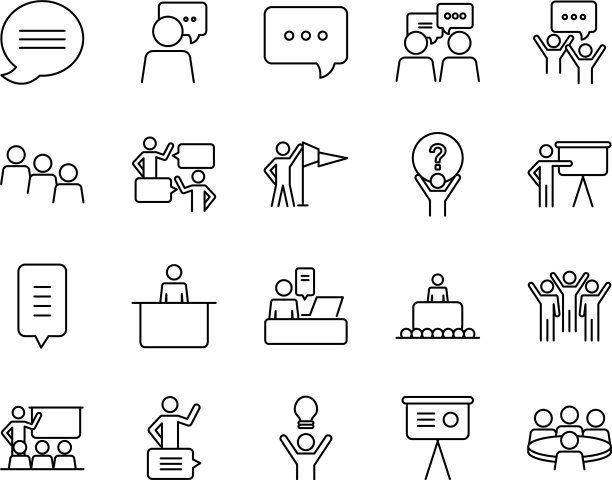 通讯泡泡和象形人物图标集图片下载