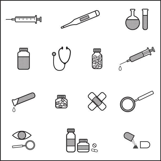 医疗线图标设置平图片下载