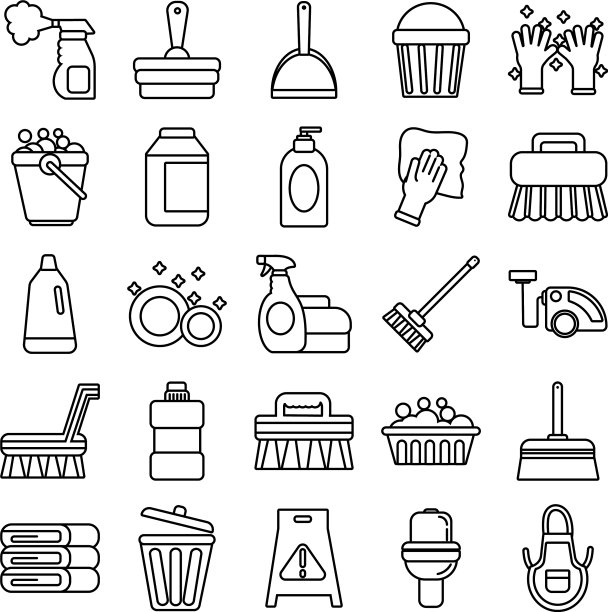 清洁和消毒设置图标图片下载