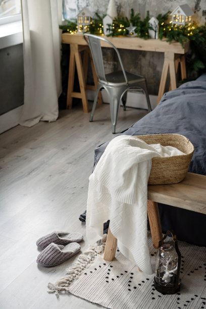 舒适风格的卧室在现代设计的公寓图片下载