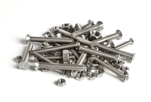 金属螺栓和螺母桩图片下载