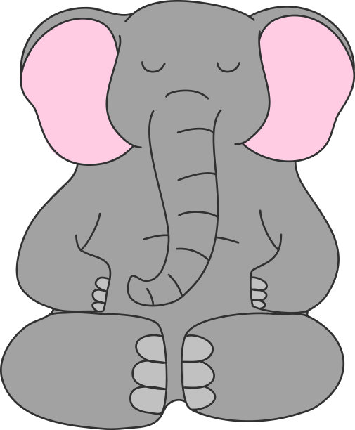 大灰象坐在莲花里沉思图片下载