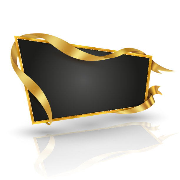 金色广告牌和金色丝带图片下载