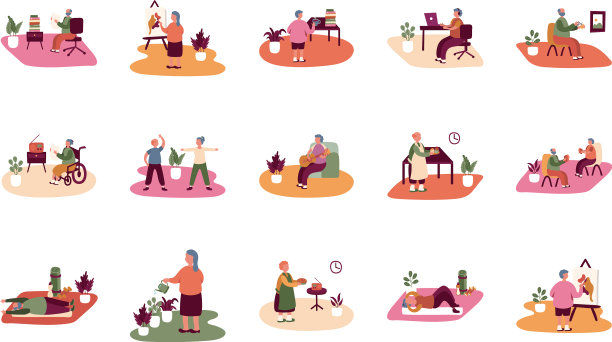 老年人在家庭场景中练习活动图片下载