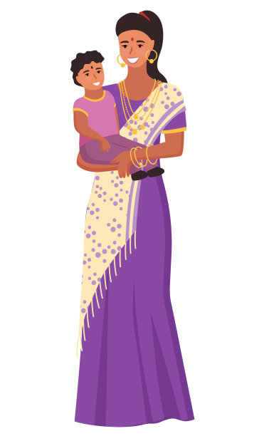 穿着纱丽的印度母亲和女儿印度图片下载
