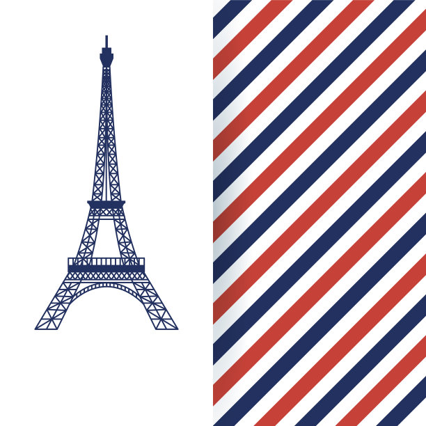 法国埃菲尔铁塔用红蓝相间的线条图片下载