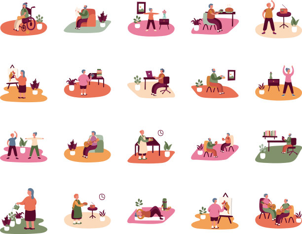 老年人在家庭场景中练习活动图片下载