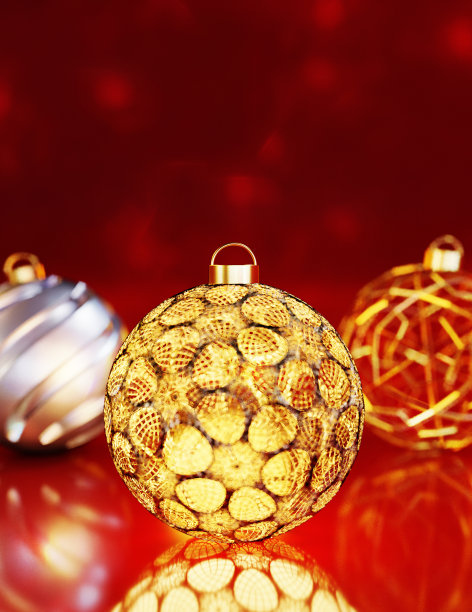 装饰圣诞球的3D插图图片下载