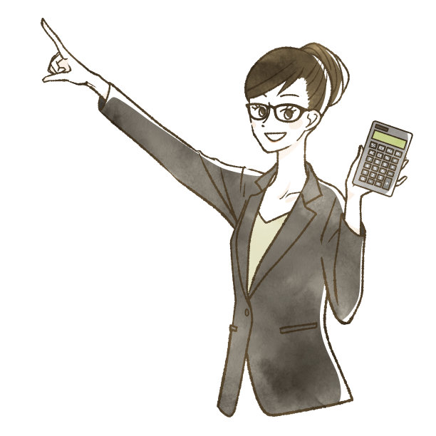 一个穿着西装拿着计算器的女人图片下载