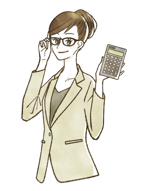 一个穿着西装拿着计算器的女人图片下载