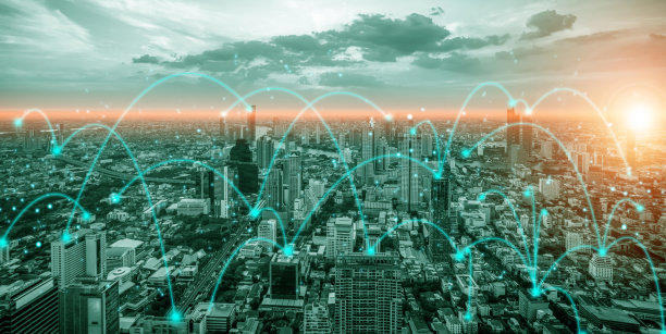 智慧城市的先进通信和全球互联网网络连接图片下载