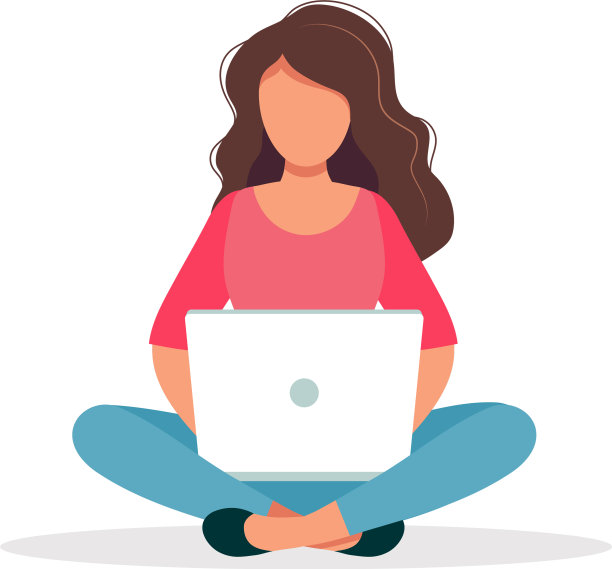 拿着笔记本电脑的女人独自坐在白色的椅子上图片下载