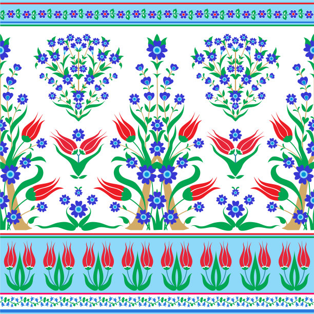 郁金香花的花朵无缝图案图片下载