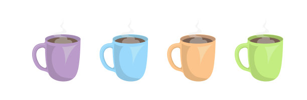 设置彩色杯与热饮简单的设计图片下载