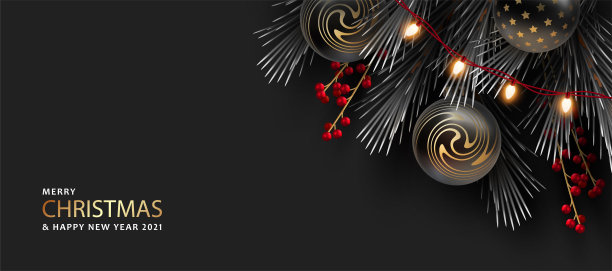 圣诞快乐，新年快乐，现实主义横幅图片下载