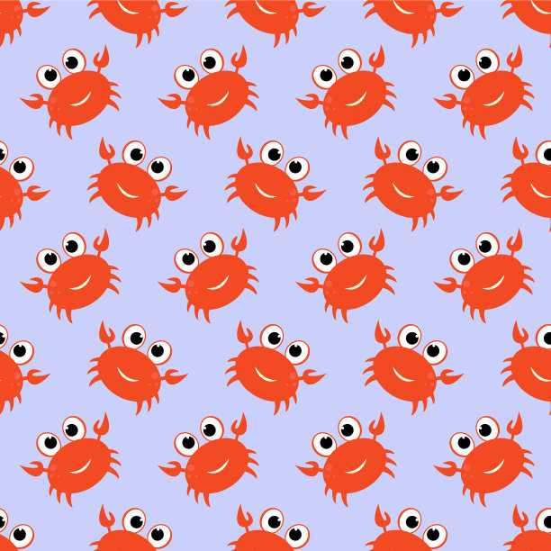 无缝背景与卡通蟹图片下载