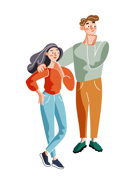 思考男人和女人扁平图片下载