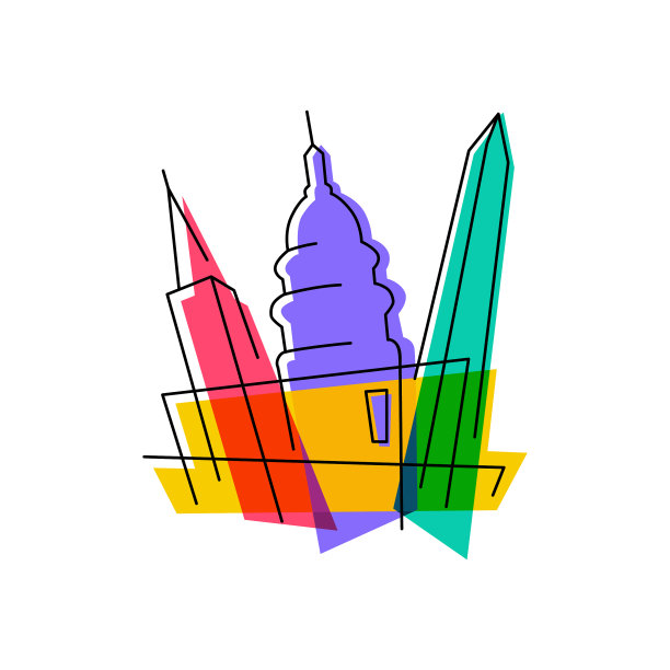 华盛顿城市景观抽象多彩图片下载