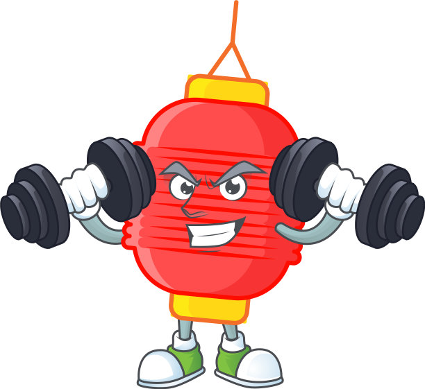 健身锻炼中国灯笼与杠铃图片下载