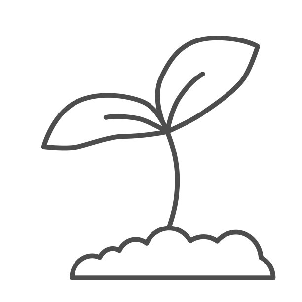 植物从地面发芽细线图标图片下载