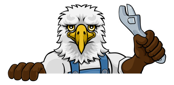 老鹰管道工或机械持有扳手图片下载