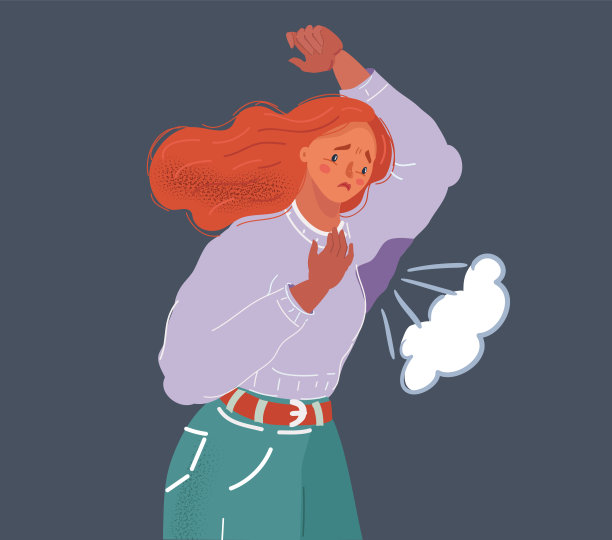 矢量插图的女人出汗非常严重腋下图片下载