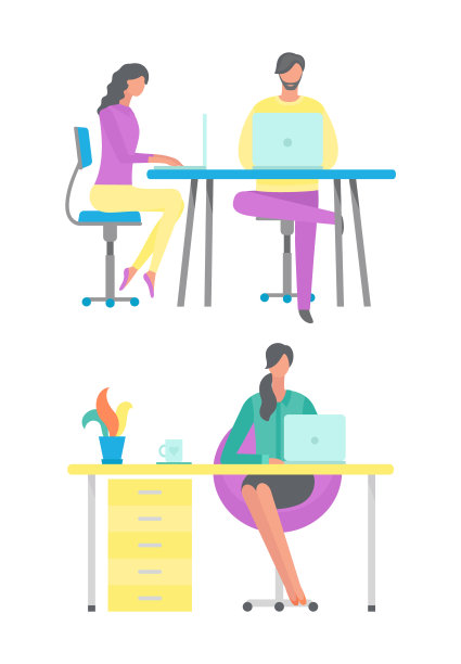 办公室工作的人们和在家办公的自由职业者图片下载