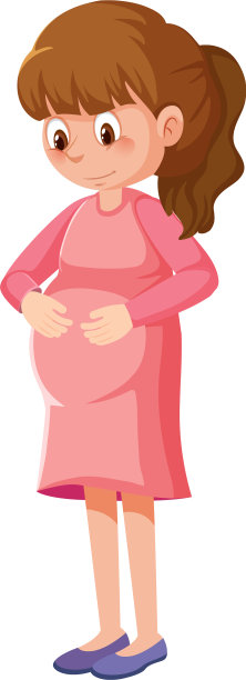 白色背景下穿着粉红色衣服的孕妇图片下载