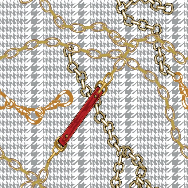 图案与金链馅饼和红色皮带。图片下载