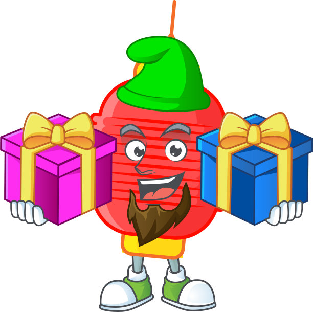 可爱的中国灯笼卡通风格与舌头图片下载