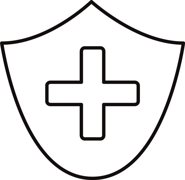 医疗十字符号与盾牌线风格图片下载