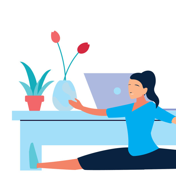 女人在客厅里做伸展运动图片下载