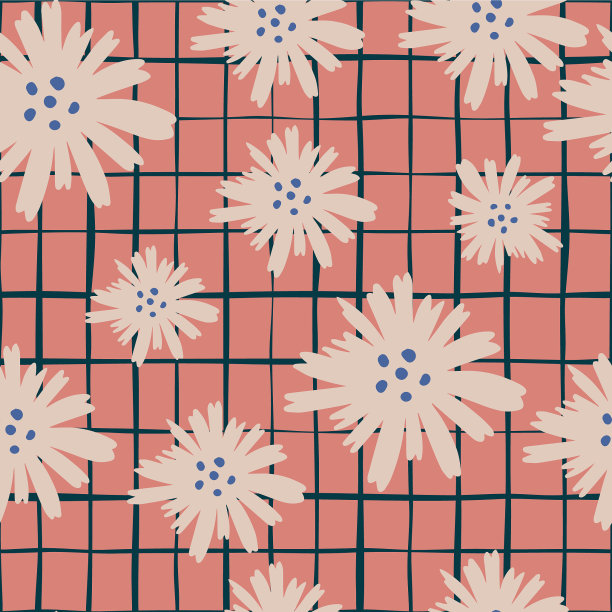 雏菊图案在条纹涂鸦风格图片下载