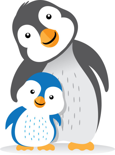 家庭企鹅幼鸟羽毛妈妈图片下载