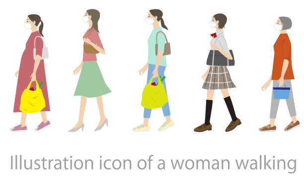 行走中的女人插画图标图片下载