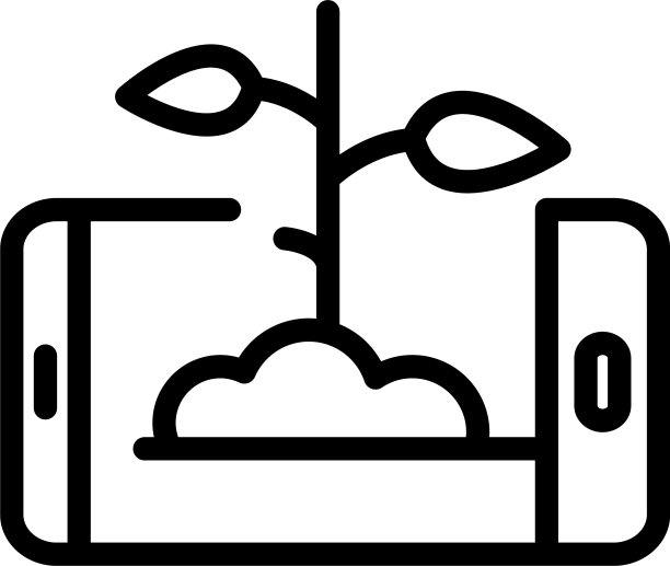 种植智能手机图标轮廓风格的植物图片下载