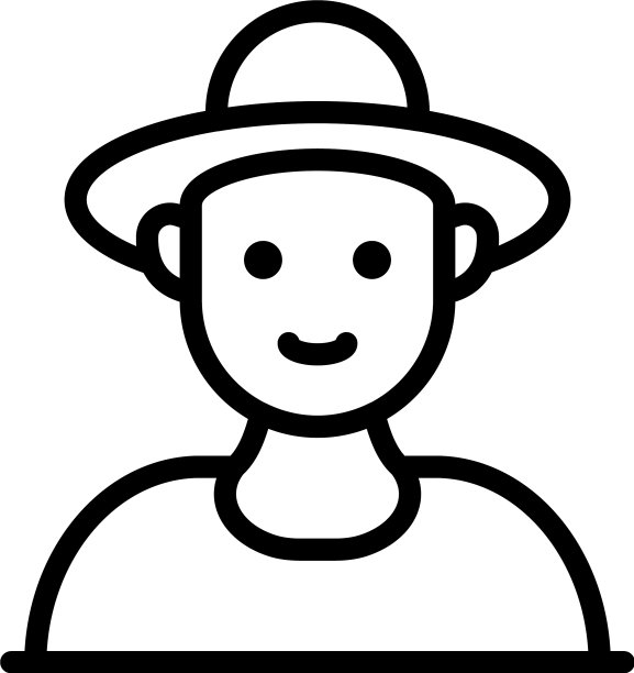 微笑的农民的脸图标轮廓风格图片下载