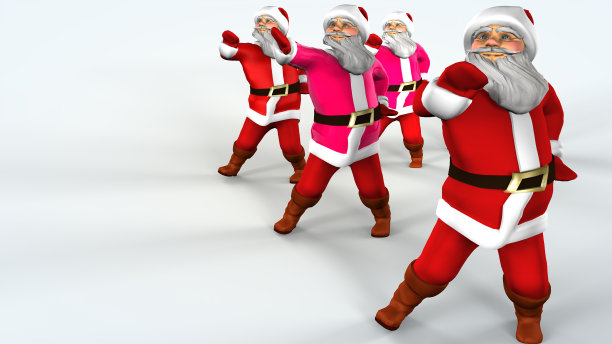圣诞快乐，圣诞老人在跳舞。3 d渲染。图片下载