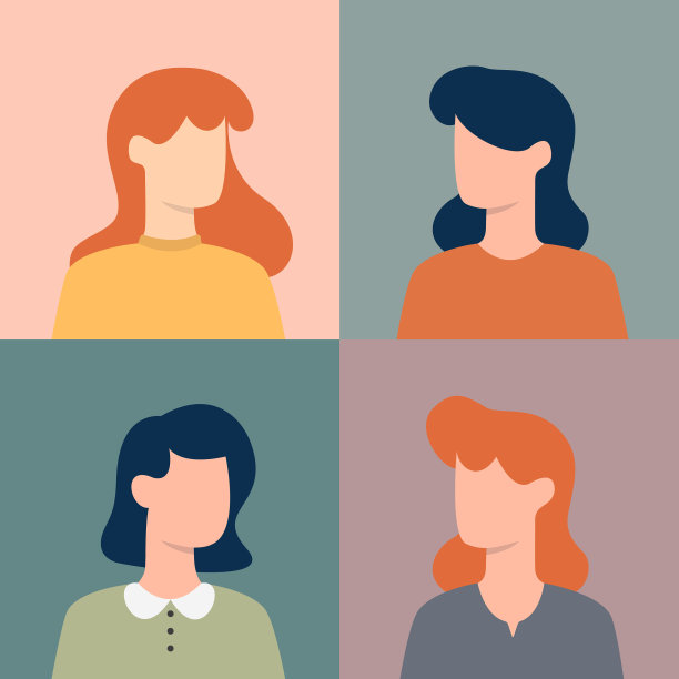 头像女性设定平面设计图片下载