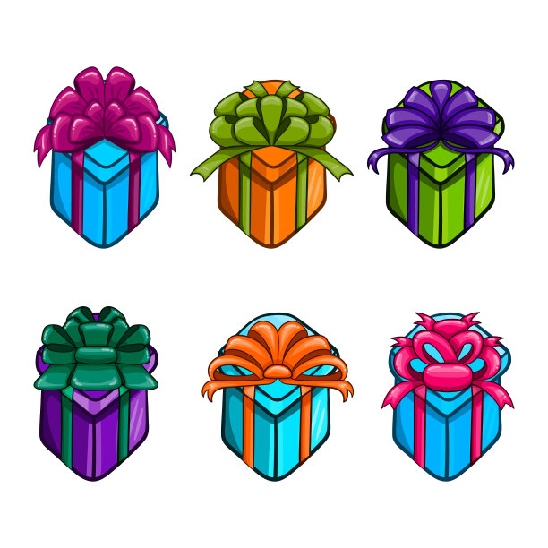大套卡通矢量礼品盒图片下载