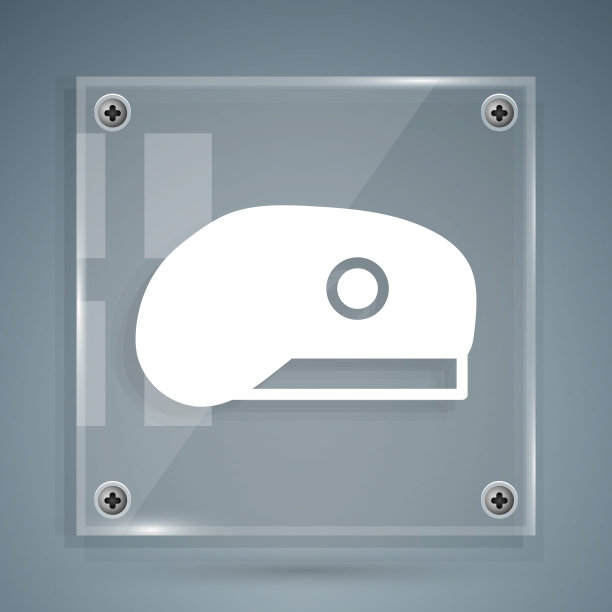 白色军事贝雷帽图标孤立在灰色背景。军人帽，军帽。baret战争。方形玻璃面板。向量图片下载