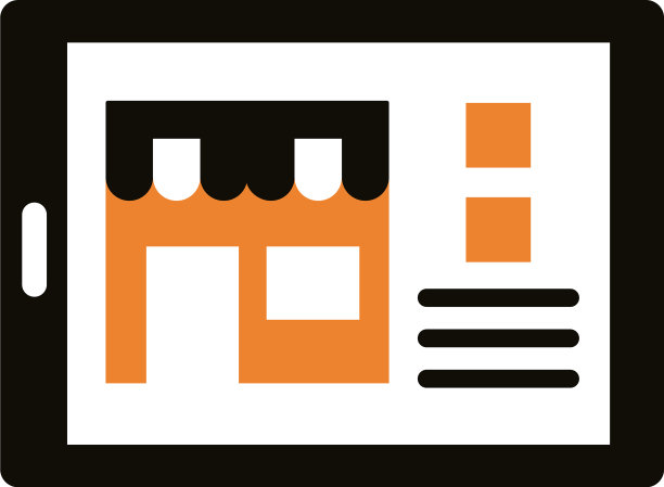 带有商店建筑轮廓风格的智能手机图片下载