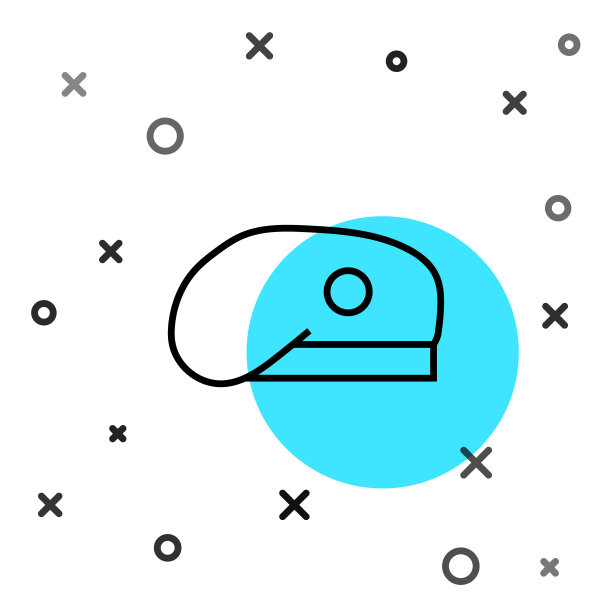 黑线军事贝雷帽图标孤立在白色背景。士兵帽，军帽。baret战争。随机动态形状。向量图片下载