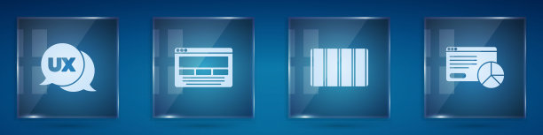设置用户界面或用户体验设计，调色板指南和网站统计。方形玻璃面板。向量图片下载