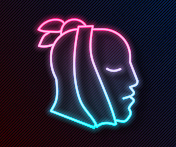 发光的霓虹灯线牙痛图标孤立在黑色的背景。向量图片下载