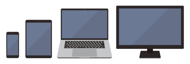 一套简单的终端设备。PC显示器，笔记本电脑，平板电脑，智能手机。图片下载