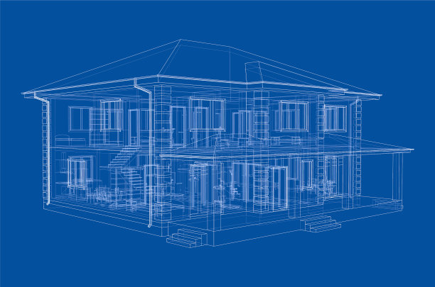 一所房子的抽象素描图片下载